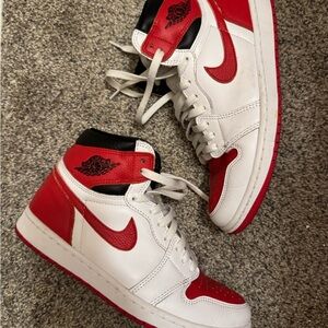Nike Air Jordan High-Top Sneakers Red and White Used No Box